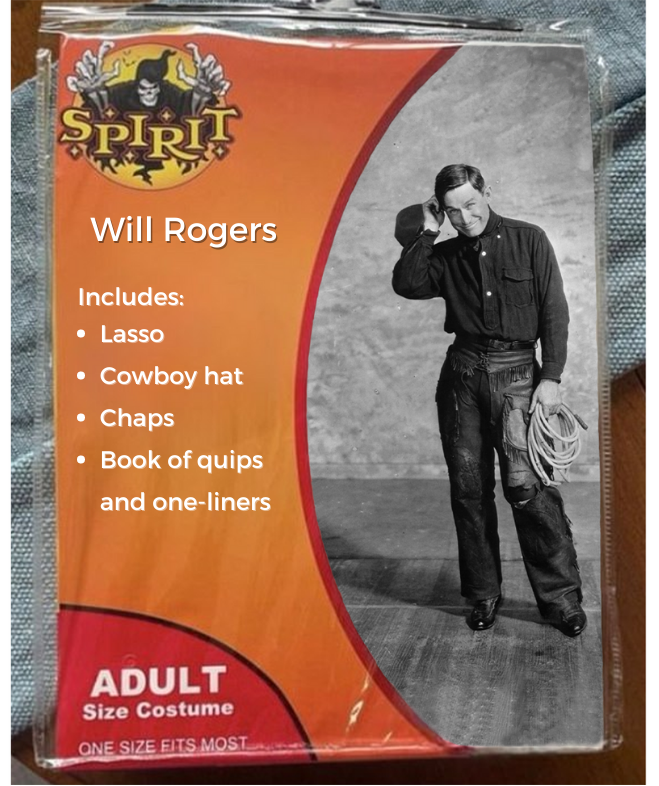 This set also includes philanthropy, hilarity, and a heart of gold. Happy Halloween!

#spirithalloween #halloweenmemes #costumeideas #willrogers #wrpioneers