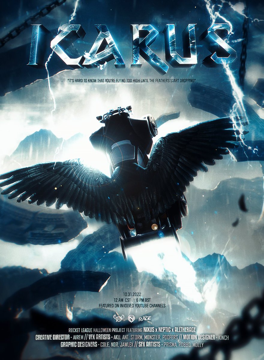 // ICARUS - MONTAGE ft. <a href="/TeamNixus/">Team Nixus</a>, <a href="/TNeptic/">Neptic</a>
 
10.31.2022 - 6PM BST ⏲️

We can't wait to showcase our new project releasing on Monday. Banger clips with talented production team from all teams involved - we hope you will enjoy it 💢

#BringTheRAGE #BreakTheBoundaries