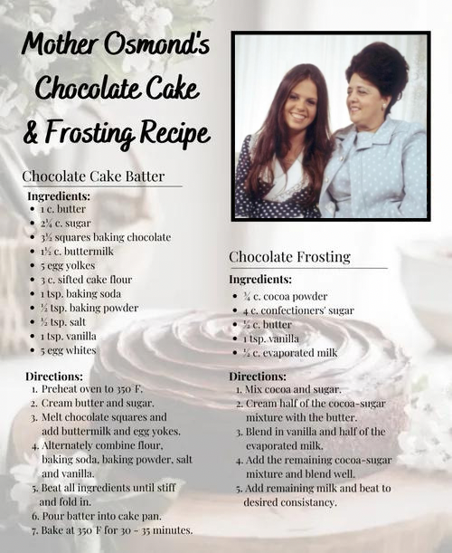 marieosmond's tweet photo. Today is #NationalChocolateDay and you all know how much I love chocolate!!! 😋🍫 It's my guilty pleasure!! 😂 So I thought it would be fun to share my mom's chocolate cake and chocolate frosting recipe. Hope you enjoy!🥰 #marieosmond #oliveosmond #recipes #chocolatecake https://t.co/kTdexVeS6Y