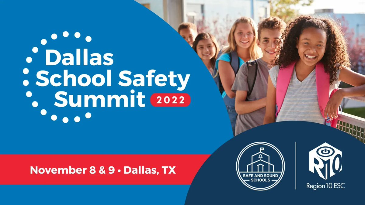 SafeSchoolsOrg's tweet photo. We are 12 days away from the Dallas School Safety Summit. Join us and @Region10ESC for two days of inspiring keynotes, breakout sessions, and leadership panels. There's still time to register. #DSSS22 #SchoolSafety #DallasNetworking https://t.co/NqLfJJKZgZ https://t.co/NElTlzgzLc