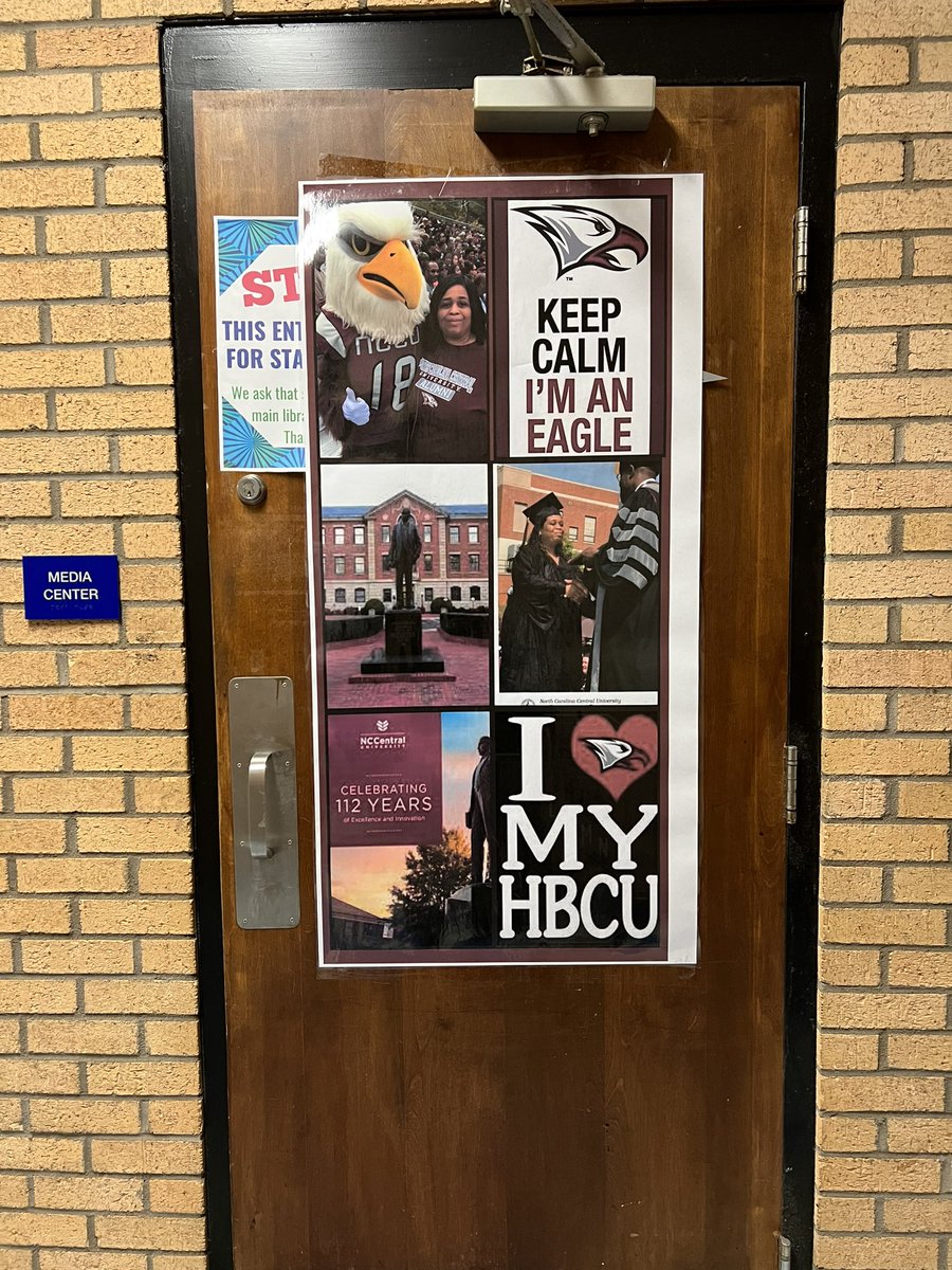 Tech_Shorty's tweet image. It’s College Week @Hunt_High_NC so I decorated all of the doors to the Learning Commons. @NCCU @NCCUSOE #DoubleEagle #EaglePride