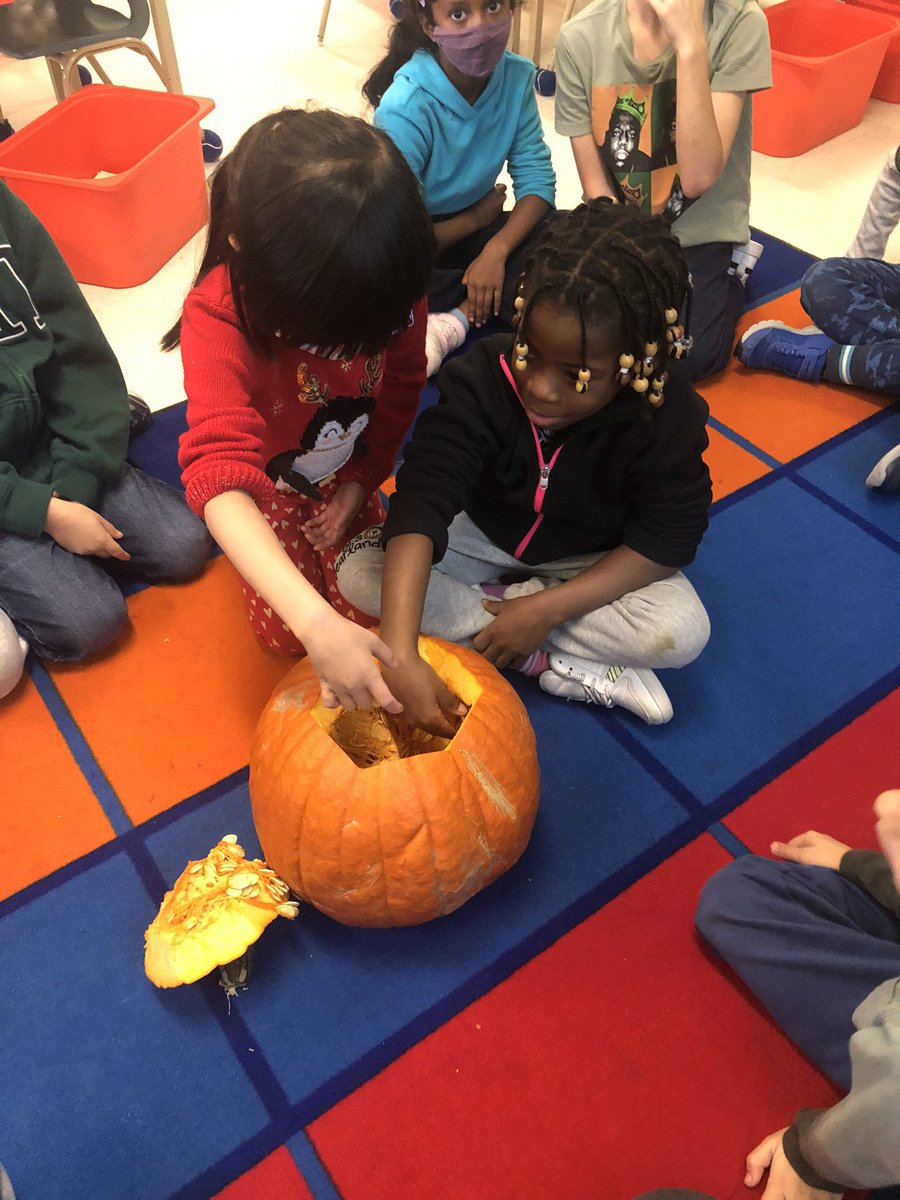 amavesedu's tweet photo. We used our senses to look 👀, smell 👃, touch ✋and hear 👂 the pumpkin 🎃. We came up with a list of adjectives to describe our pumpkin today! @ChapelHillOCSB https://t.co/lr1bKVhVQK