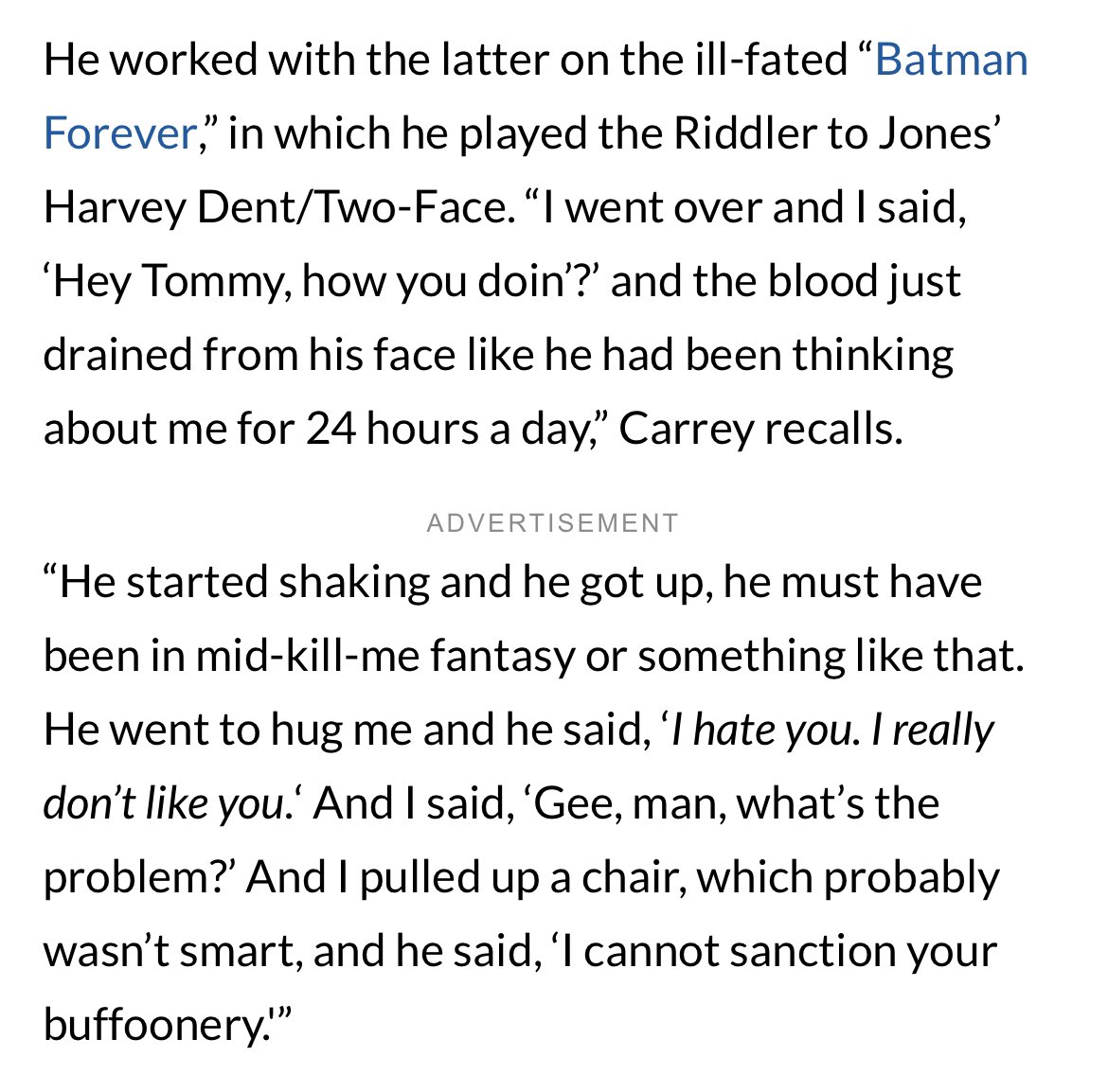 rachelmillman's tweet photo. once again Tommy Lee Jones saying “I cannot sanction your buffoonery” to Jim Carrey has floated back to me, like a scent I used to love https://t.co/BP0j2OBF8p