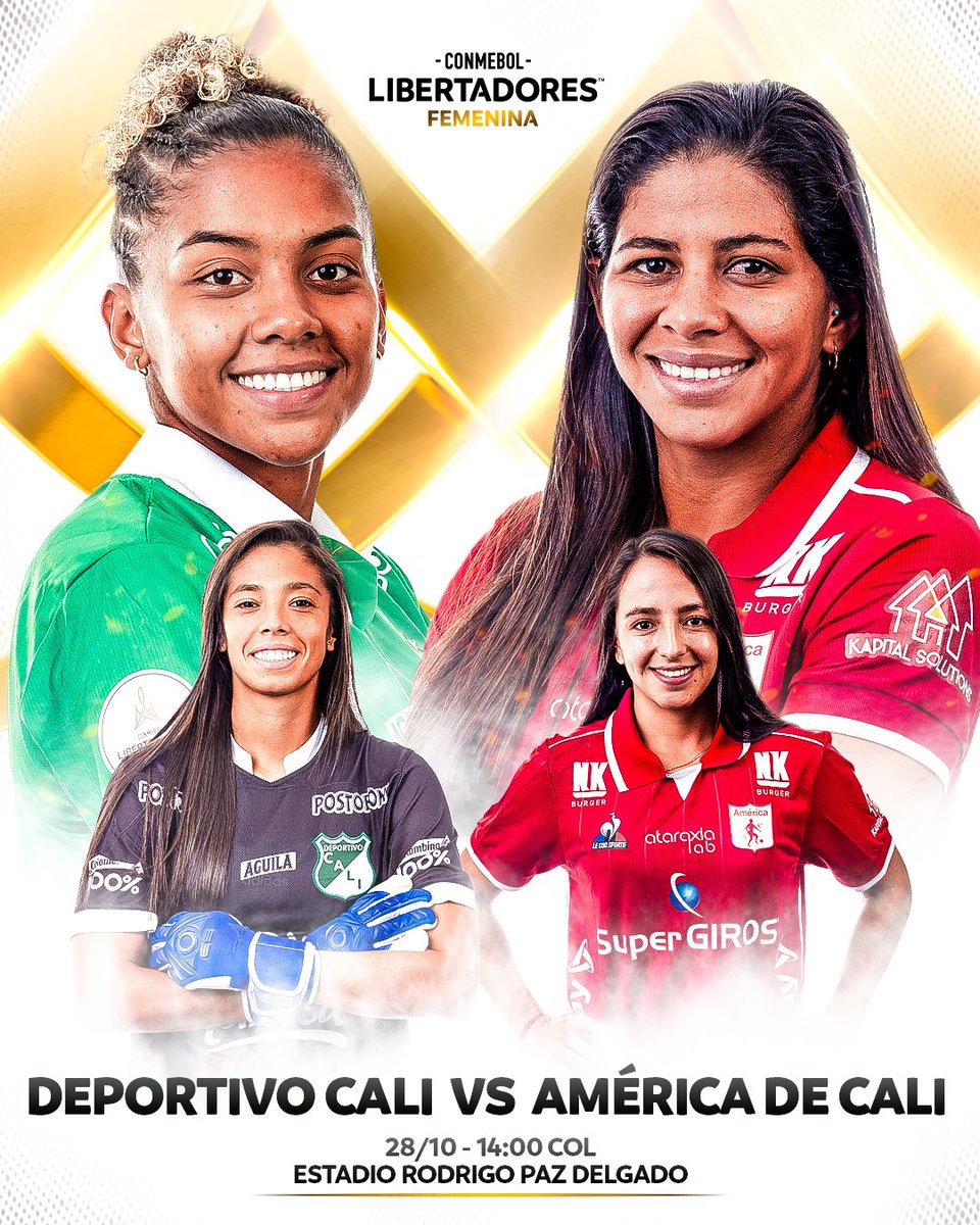 Futb_FemeninoEc's tweet image. Colombianas 🇨🇴 se juegan el 3er lugar en la Conmebol #LibertadoresFemenina.

Deportivo Cali 🆚 América de Cali

🗓️ Viernes 28 de octubre
🕔 14:00
🏟️ Rodrigo Paz Delgado

Arbitras 🏴:
CT: María Laura Fortunado 🇦🇷
A1: Mariana dr Almeida 🇦🇷
A2: Daiana Milone 🇦🇷
4ta: María Marotta 🇮🇹