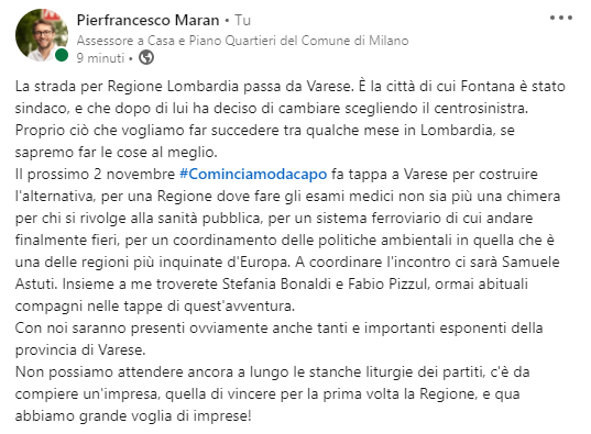 Pierfrancesco Maran MEP tweet media