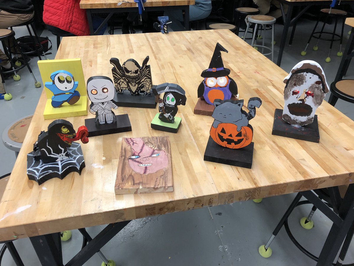 APHS 1st year engineers used electric saws for the first time, creating Halloween-themed characters from wood with LED eyes.  Nice work, class!  <a href="/Asbury_ParkSD/">Asbury Park Schools</a> <a href="/DrRaShawnAdams/">Dr. RaShawn M. Adams</a> @PrincipalONeill