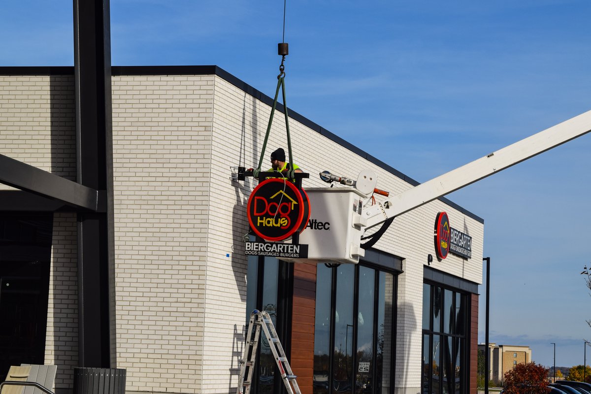 Dog Haus Ballpark Commons (@doghaus_bpc) on Twitter photo HELLOOOO Franklin! 🌭
Allow us to introduce you to the newest (and the WÜRST) addition to <a href="/BallparkCommons/">Ballpark Commons</a>- Dog Haus Biergarten! 🏠🍻
We plan to open VERY soon. But, for now, take a look at the AMAZING signage going up today! 😍 HELLOOOO Franklin! 🌭
Allow us to introduce you to the newest (and the WÜRST) addition to <a href="/BallparkCommons/">Ballpark Commons</a>- Dog Haus Biergarten! 🏠🍻
We plan to open VERY soon. But, for now, take a look at the AMAZING signage going up today! 😍