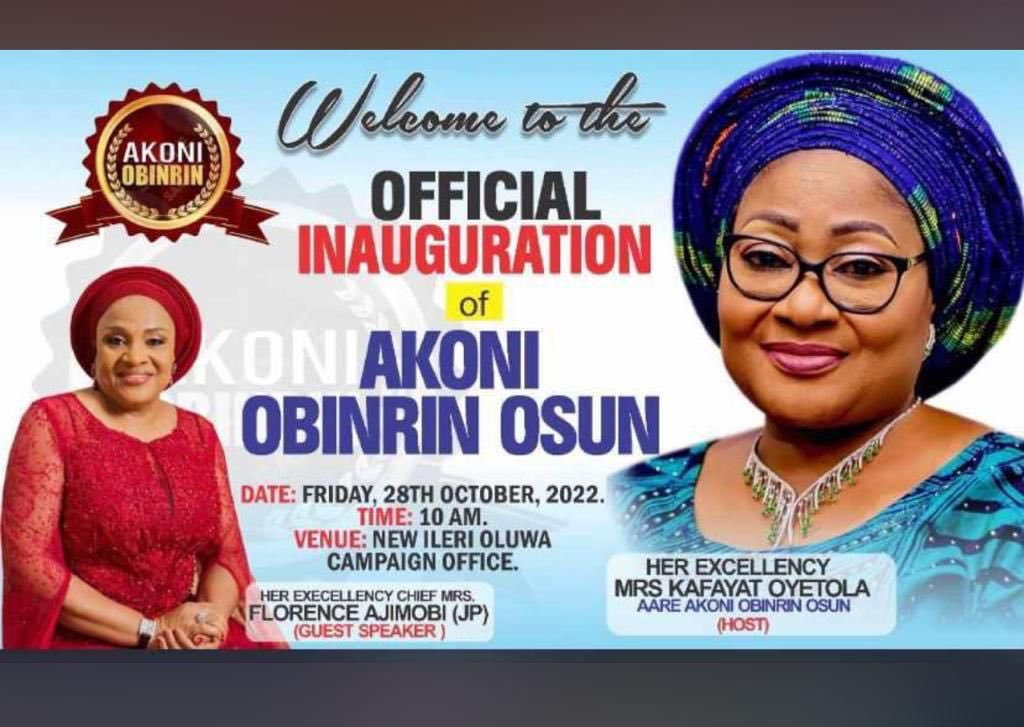 scarfizal's tweet photo. Dr. Mrs. Florence Ajimobi and the First Lady of the State of Osun, HE. Mrs Kafayat Oyetola and other women from all walks of life at the official inauguration of “Akoni Obinrin Osun”, 
#BAT2033 #Renewedhope23 https://t.co/RptAd8ppTr