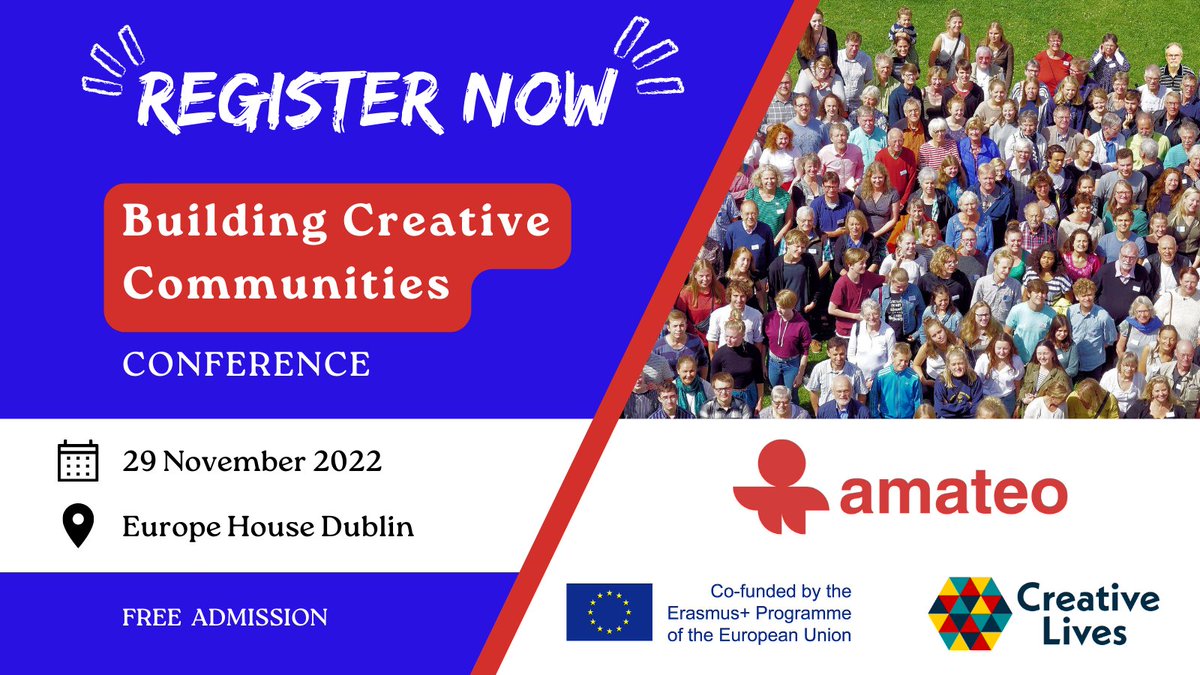 AmateoEurope's tweet photo. 🎉Calling all Amateo members and those interested in inclusive ways of #BuildingCreativeCommunities!
You're invited to join us, @CreativeLivesCL and international speakers to explore ideas around community-based creative participation!
FREE for ALL: https://t.co/Akm4qa3qCU https://t.co/o2zCKhSmcG