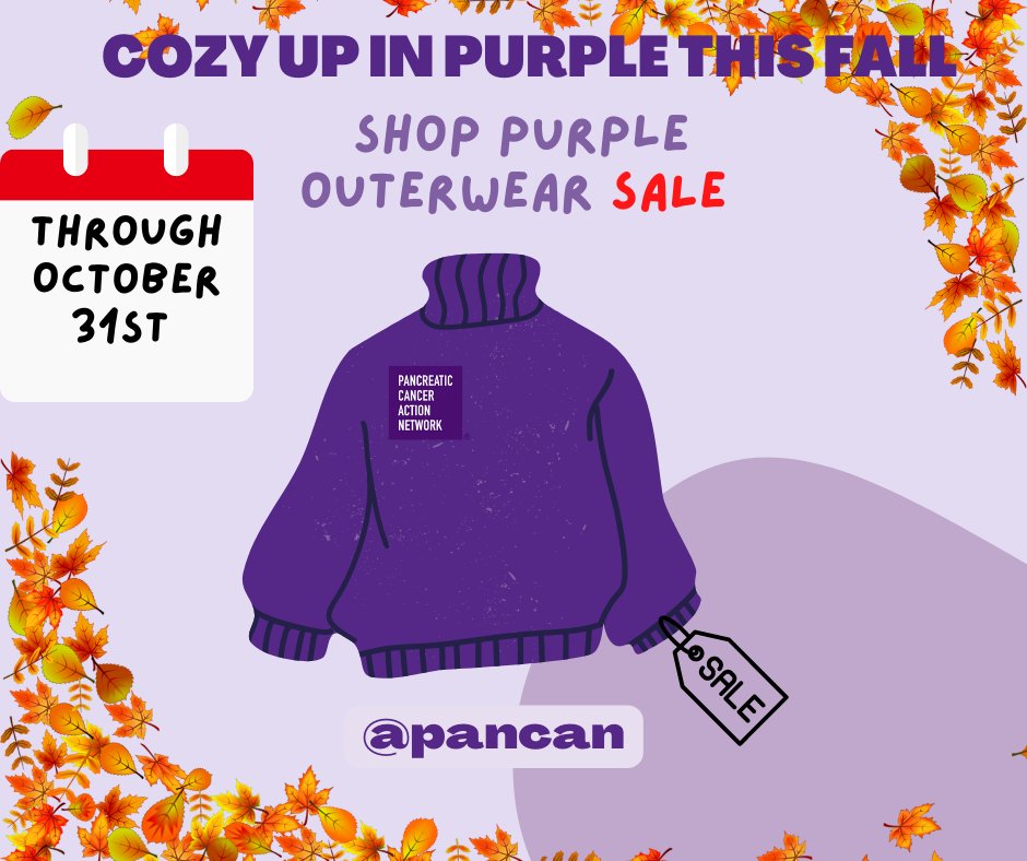 PanCANMiami's tweet photo. Stay warm while you raise awareness this fall! 🍂💜 Through October 31st, select PanCAN awareness outerwear is on sale in Shop Purple. Find your purple gear ➡️ https://t.co/PsBIvgOgjy https://t.co/OXiKu4R92w