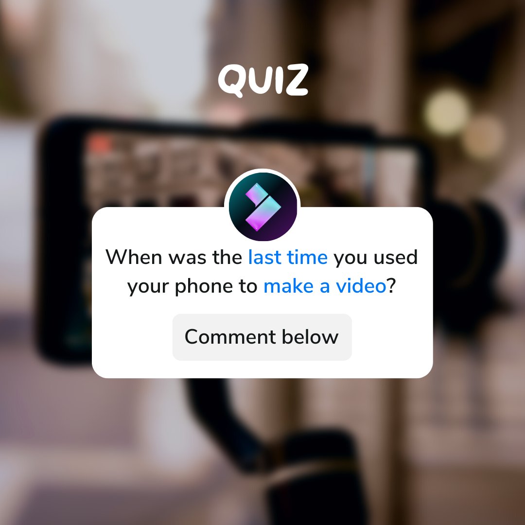 When was the last time you used your phone to make a video?🎬
Comment below

😆Create video with #FilmoraGo now:
👉bit.ly/3PNGSmh

#filmorago #wondershare #quiz #fridayquiz #mobilephone #videoediting #vlog