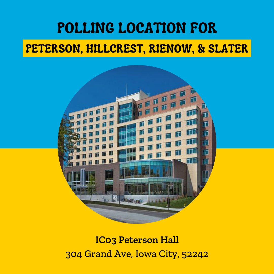 VoteHawk's tweet photo. Do you live in the dorms here at the university?  Check out these graphics to locate where your polling place is for the midterm election on November 8th! #VoteUIowa 😀 https://t.co/17wEL4kZfG