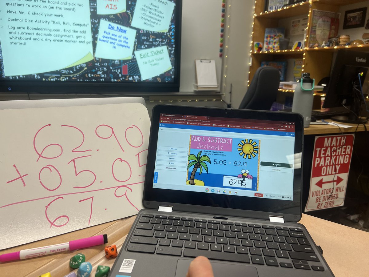These 5th Grade Mini Mathematicians practiced adding and subtracting decimals using VNPS, Place Value Dice and BoomCards! #ewlearns #practicemakesperfect