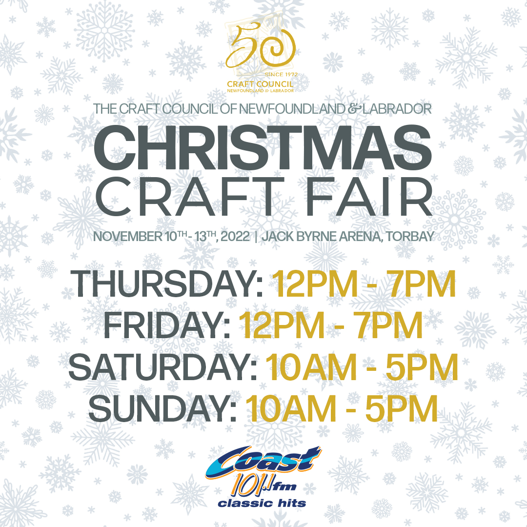 CraftCouncilNL's tweet photo. The 48th Annual Christmas Craft Fair has convenient hours for you to enjoy!🎁
Thurs, Nov. 10: 12pm - 7pm
Fri, Nov. 11: 12pm - 7pm
Sat, Nov. 12: 10am - 5pm
Sun, Nov. 13: 10am - 5pm
⭐️RSVP to stay updated: https://t.co/ejAPTfwoUt!
#ChristmasCraftFair #ComeHomeToCraft @JBRegional https://t.co/17YmW8QxYi