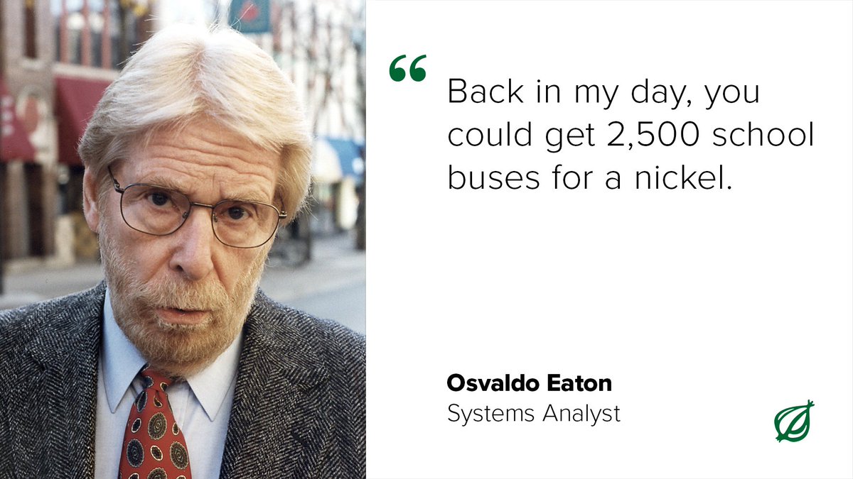 TheOnion's tweet photo. EPA Awards Nearly $1 Billion To Schools For Electric Buses https://t.co/6h9IhOsIYZ #WhatDoYouThink? https://t.co/nKSoW7vwh2