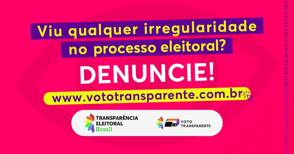 TEleitoralBR's tweet photo. A cidadania também pode e deve ficar de olho em todo o processo eleitoral.
Caso veja qualquer irregularidade, você pode denunciar na plataforma https://t.co/Dj0bxTZ6fQ e ajudar a garantir eleições justas e honestas.
#vototransparente #transparenciaeleitoralbrasil #eleicoes2022 https://t.co/ZZp1UQ8L3J