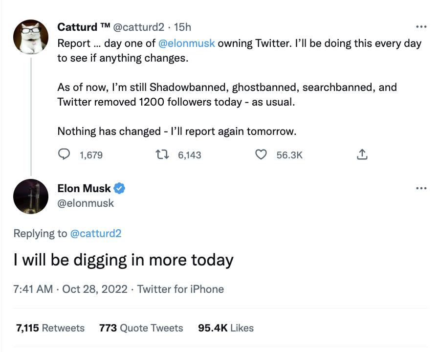 MichaelEHayden's tweet photo. Look, Twitter had bad vibes when Jack Dorsey followed Weird Mike Cernovich. Now that Musk is openly taking requests from this fascist cat feces account, I'm seriously looking for somewhere else to go. https://t.co/Tx3kxYG16Z