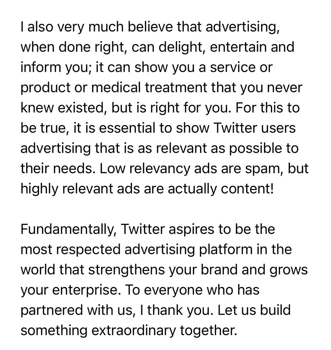 If you’re a marketer, how does this message from @elonmusk not excite you? Twitter ads have been horrible for over a decade.