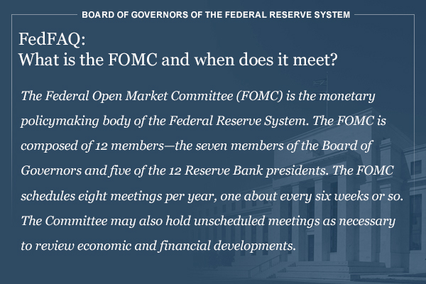 #FedFAQ: What is the FOMC and when does it meet? The Federal Open Market Committee (FOMC) is the monetary policymaking body of the Federal Reserve System. Learn more: federalreserve.gov/faqs/about_128… #EconEdMonth