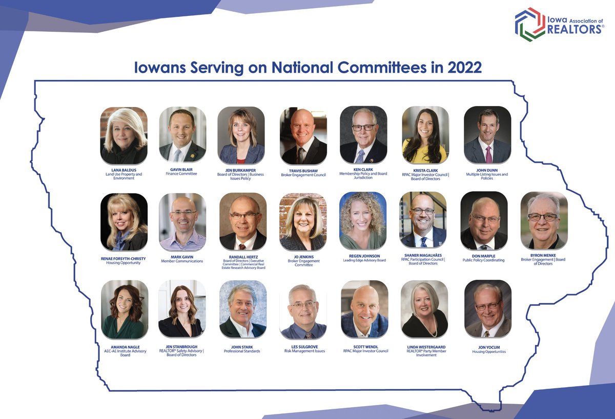 These dedicated Iowa Realtors® are heading to the NAR Annual Conference in a couple weeks to serve on their committees and represent Iowa. Thank you for your service to the industry! <a href="/nardotrealtor/">National Association of REALTORS®</a>