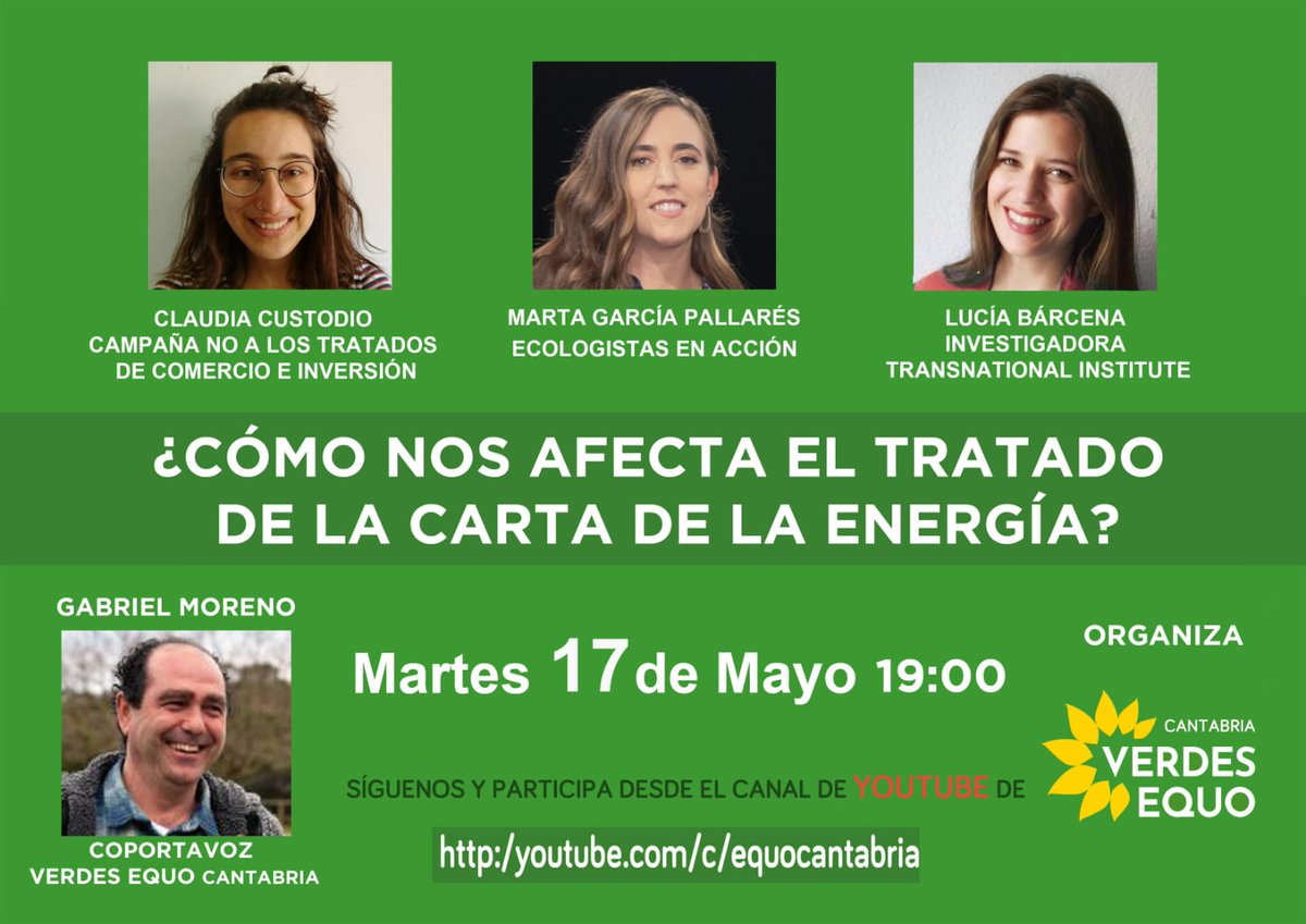 GABRIELMC1972's tweet photo. Qué mejor manera para celebrar la noticia que España abandona el #TratadoCartaEnergía https://t.co/kWJ1LI63ww que escuchando a las 3 voces de @ecologistas que lideran la campaña #NoTTIP #NoTCE @NOalTTIP. Necesario escucharlas para entender la importancia. https://t.co/PJAiwQ7Auc https://t.co/0px5njRtle