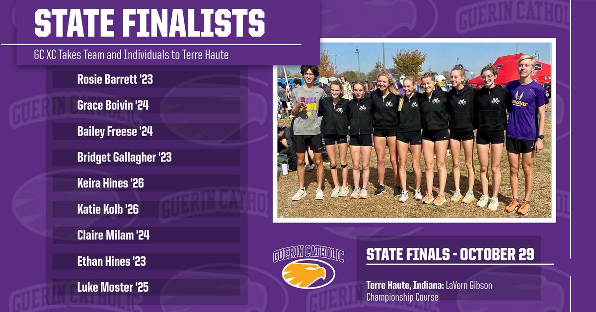 State Finals | <a href="/GC_CrossCountry/">Guerin Catholic Cross Country</a> 

Let’s root on these Golden Eagles as they take a run at the State Finals tomorrow in Terre Haute! Good luck!