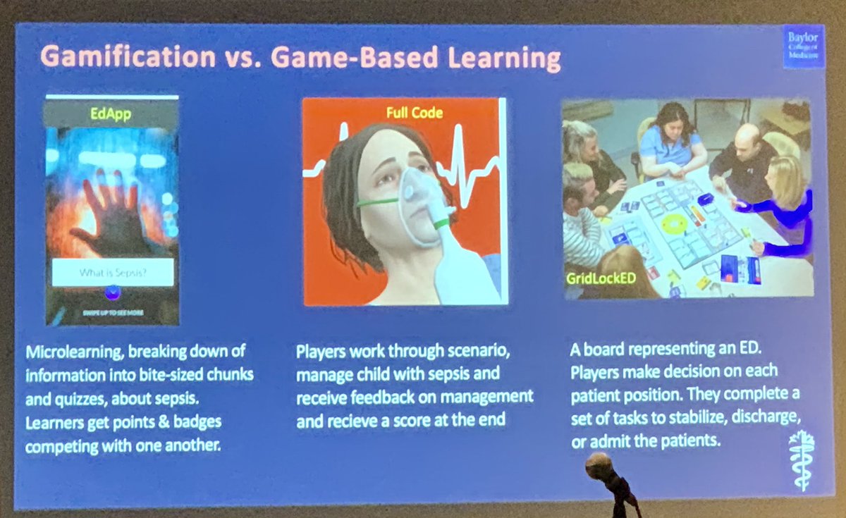 Integrating #gamification or game-based learning into a curriculum. Gamification applies game elements to lessons, applies rewards &amp; is extrinsically motivated. In GBL, learning objectives are achieved through the path the game lays out. #ICRE2022 #MedEd