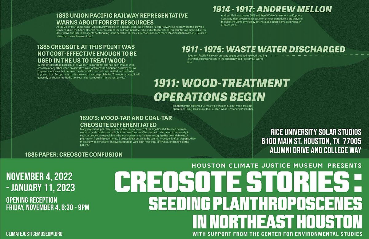 willathewisp's tweet photo. I’m thrilled to finally be able to announce the opening of “Creosote Stories: Seeding Planthroposcenes in Northeast Houston,” next Friday evening, November 4, from 6:30 to 9 PM at Houston Climate Justice Museum’s Rice University Solar Studios location. https://t.co/M4YoCQNVeF