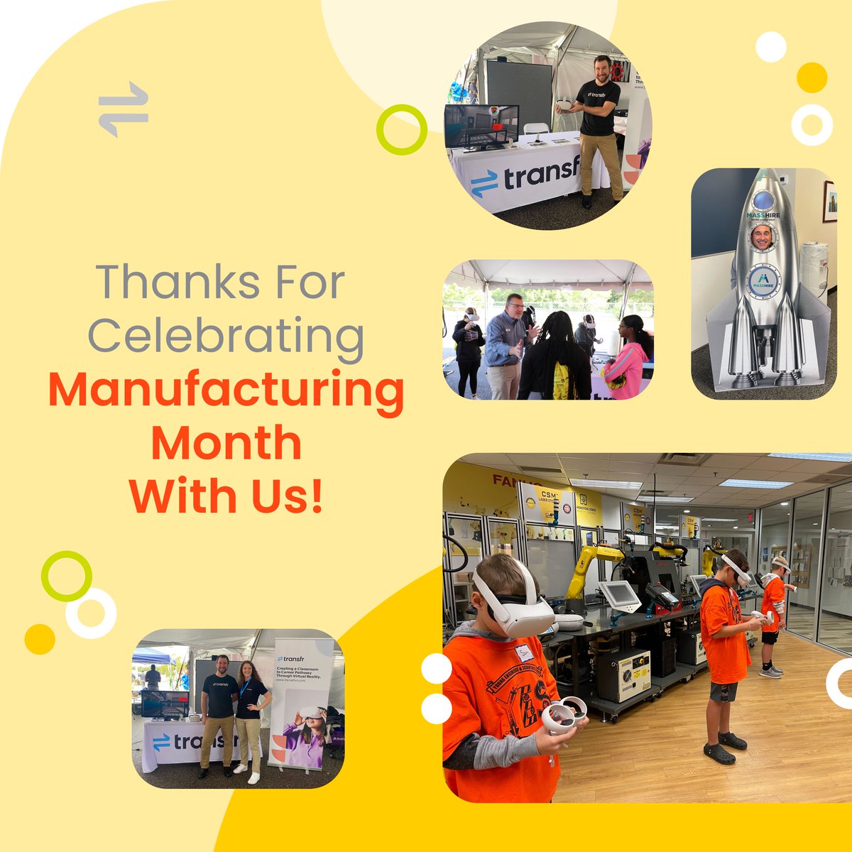 TransfrInc's tweet photo. A huge thank you to all those who participated in Manufacturing Month with Transfr. We had an incredible time learning, training, and connecting with everyone!
#transfr #ManufacturingMonth #machinist #AR #Experience #manufacturing #careers #events #vrmeetup https://t.co/ZyQ3MgsrLX