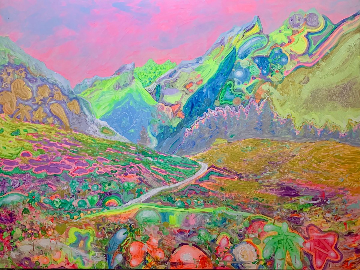 maximagallery's tweet photo. TGIF! May your weekend be as happy as we feel when we look at Alberto Lago’s work 🌈✨
.
🎨 Lago, Alberto. “La cumbre del sentimiento”. 2017. Fluorescent acrylic on canvas. 150 x 200 cm. Maxima Gallery.
.
#cubanart #contemporaryart #acrylicpainting https://t.co/H9w1Vg8v57