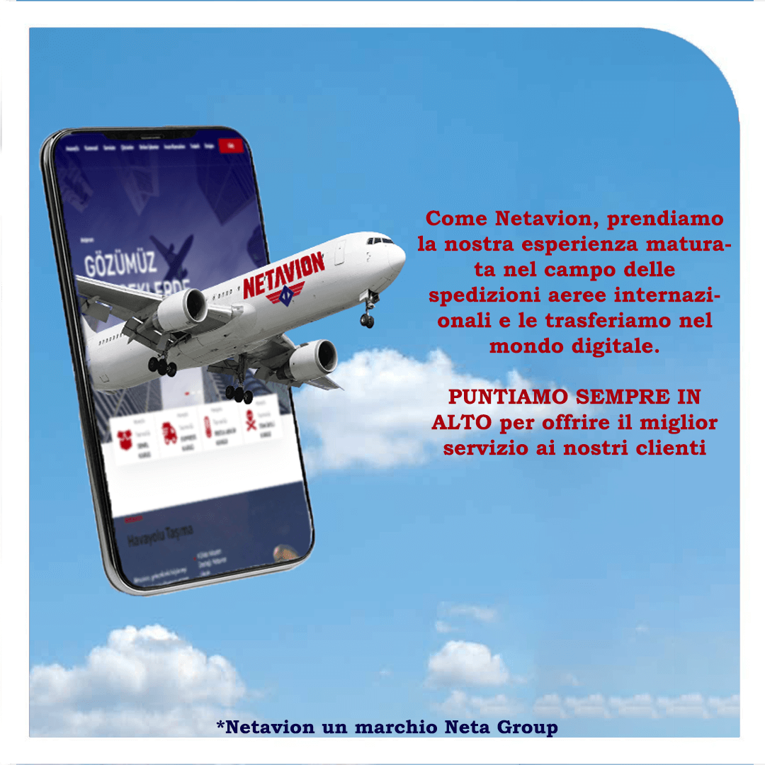 Netavion olarak, uluslararası arası havayolu kargo taşımacılığında edindiğimiz tecrübeleri dijital dünyaya taşıyoruz. 

Müşterilerimize her zaman en iyi hizmet verebilmek için 
GÖZÜMÜZ YÜKSEKLERDE!