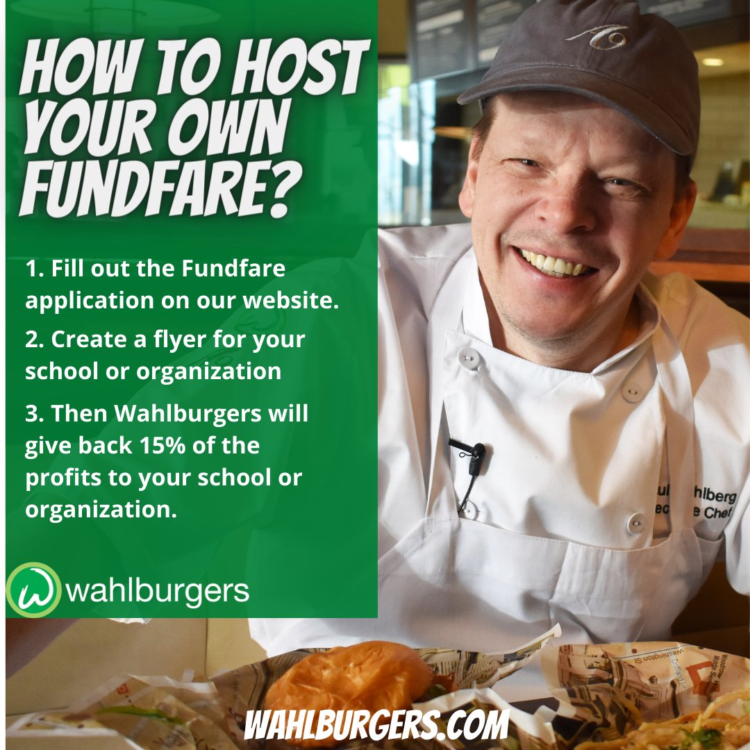 Apply today for your very own Fundfare! You can raise money for your local organization just by having people come in and eat at our restaurant. #Wahlburgers #Pittsburgh
