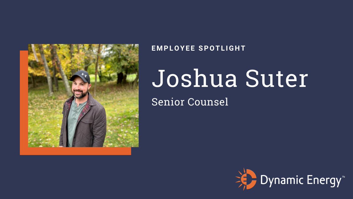 dynamicenergyus's tweet photo. A warm #dynamic welcome to Joshua Suter! As Senior Counsel we've found that Joshua’s spirit of finding common ground shines through in all aspects of his work. Thrilled to have you on board Joshua! #FridayFeature https://t.co/ScqAQMdb7O