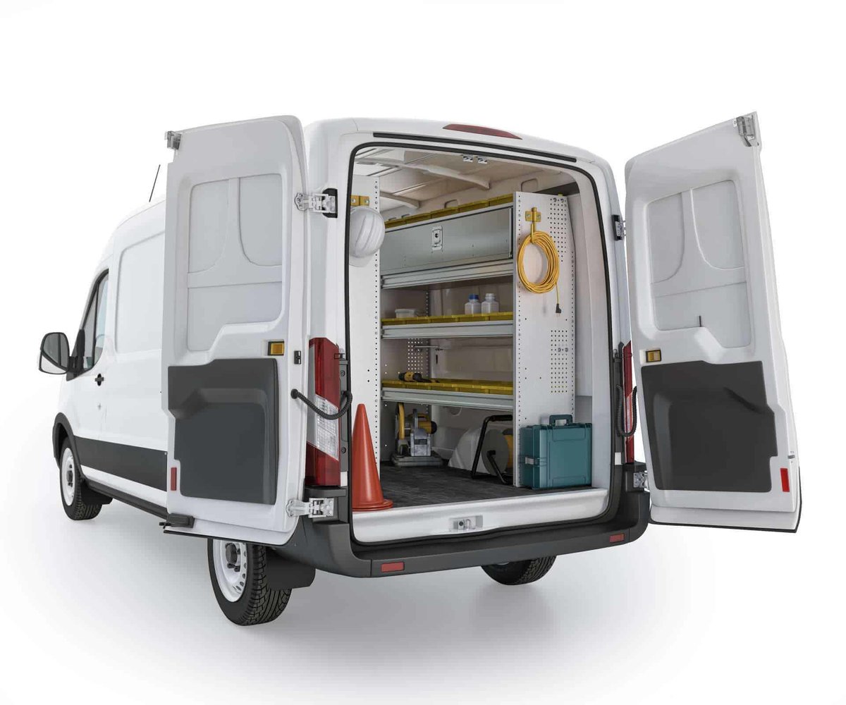 Ranger Shelving in a Ford Transit. Can customize your vehicle to fit your needs!bit.ly/3bKRR1m