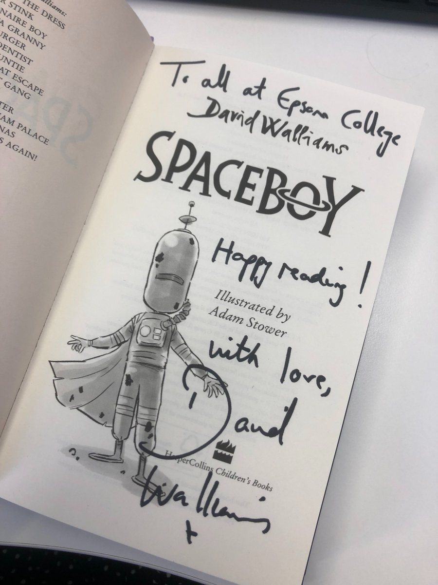 We received a lovely gift for our library in the form of signed copies of David Walliams's new book Spaceboy! Thank you ever so much @davidwalliams - we cannot wait to get reading!