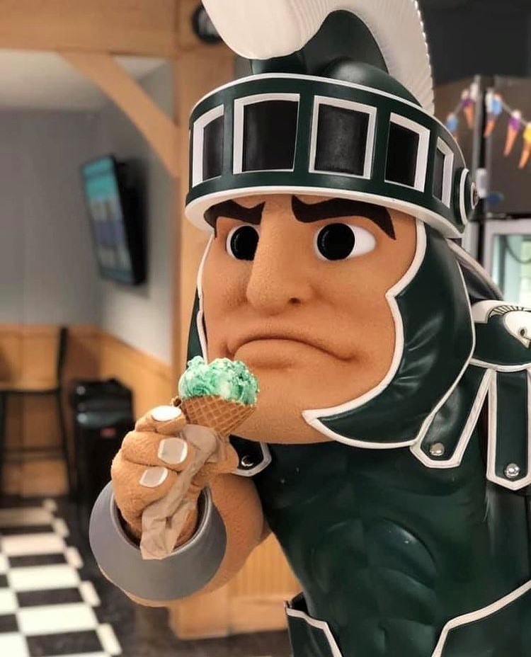 dairystoreMSU's tweet photo. This seems like a good weekend to enjoy some Spartan Swirl! Go Green! https://t.co/yVtx4uagCV