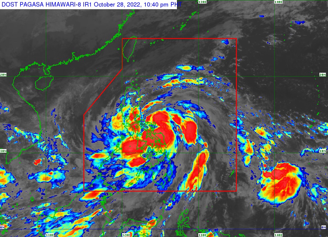dost_pagasa's tweet photo. TROPICAL CYCLONE BULLETIN NO. 13
Tropical Storm #PaengPH (NALGAE)
Issued at 11:00 PM, 28 October 2022
Valid for broadcast until the next bulletin at 2:00 AM tomorrow

“PAENG” MAINTAINS ITS STRENGTH AS IT CONTINUES TO APPROACH THE LAGONOY GULF AREA

Link: https://t.co/yMDSd1Bjwc https://t.co/DoaaSf0a9r