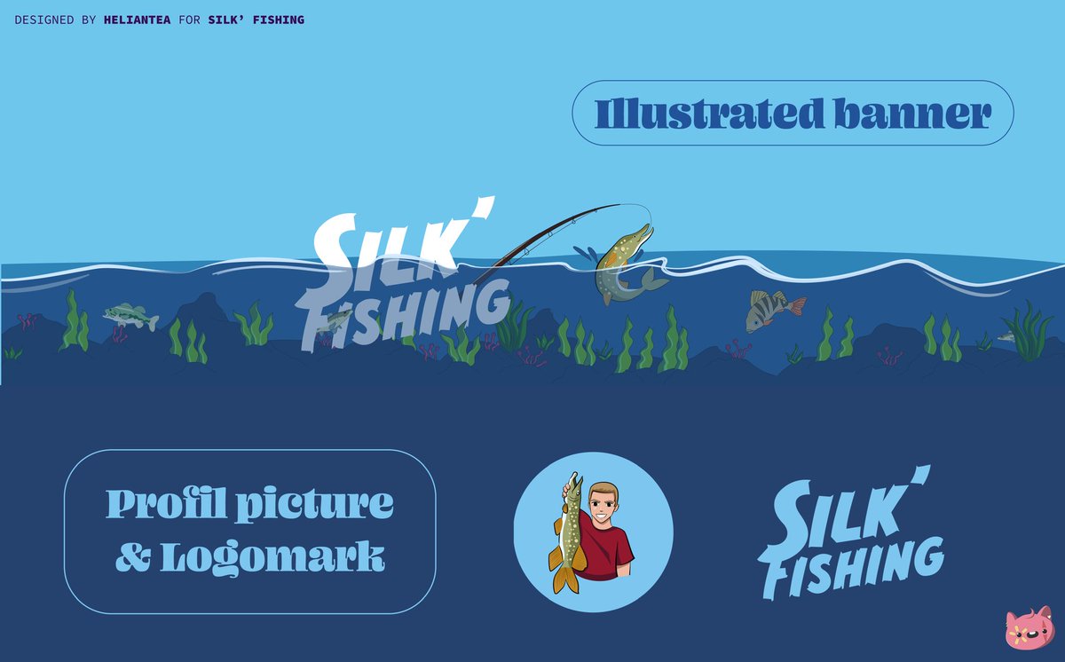 helianteart's tweet photo. Commande pour @maxenctn : photo de profil et bannière illustrée pour sa future chaîne Youtube spécialisée dans la pêche 🎣

Retrouve mes créations ici : https://t.co/qBaYiNXxv5

📨 DM si tu souhaites passer commande 🚀

♻️+❤️ pour me soutenir ! https://t.co/9hs9dL09JL