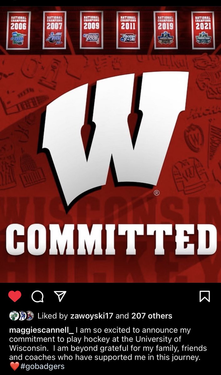 InTheZoneMN's tweet photo. The top women’s player from the 2024 class, Maggie Scannell chooses @BadgerWHockey 👐

@ChrisDilks 

#ITZ #SSM #Wiscy https://t.co/zn58O0ufel