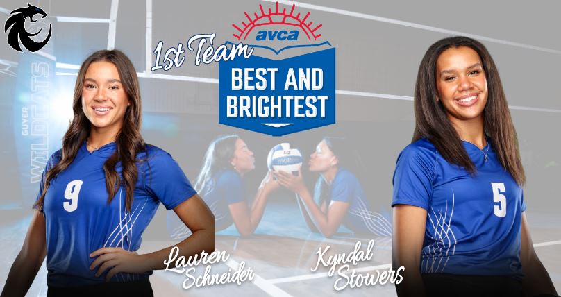 GuyerVolleyball's tweet photo. A total of 903 high school volleyball seniors earned AVCA Best and Brightest Awards this year and we have TWO on the 1st TEAM!! Setting the standard!! https://t.co/7BEIS6Q5RA