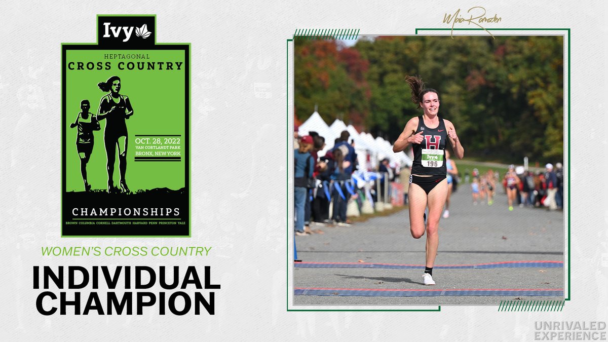 CHAMPION. 🥇 @HarvardTFXC's Maia Ramsden wins this year's Women's Cross Country Championships with a time of 20:42.4! #IvyHeps🌿🏃