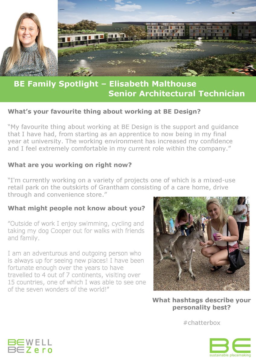 As part of our employee spotlight series, we spoke to our Senior Architectural Technician Elisabeth Malthouse to find out what her favourite thing is about  BE Design, what she’s currently working on, and what she does in her spare time! 
#BEWELLBEZero #People #Team #Architecture