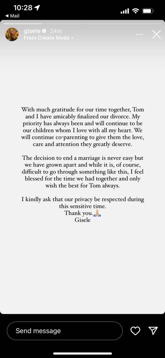 Statement from Gisele: