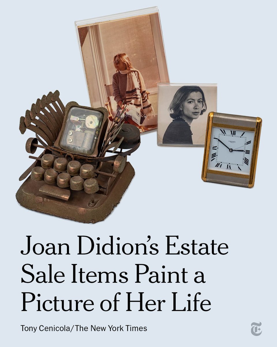 Hundreds of the items filling Joan Didion's home, physical pieces of her legacy, will be sold at auction next month. Take a look at some of the objects. nyti.ms/3DgBZxd