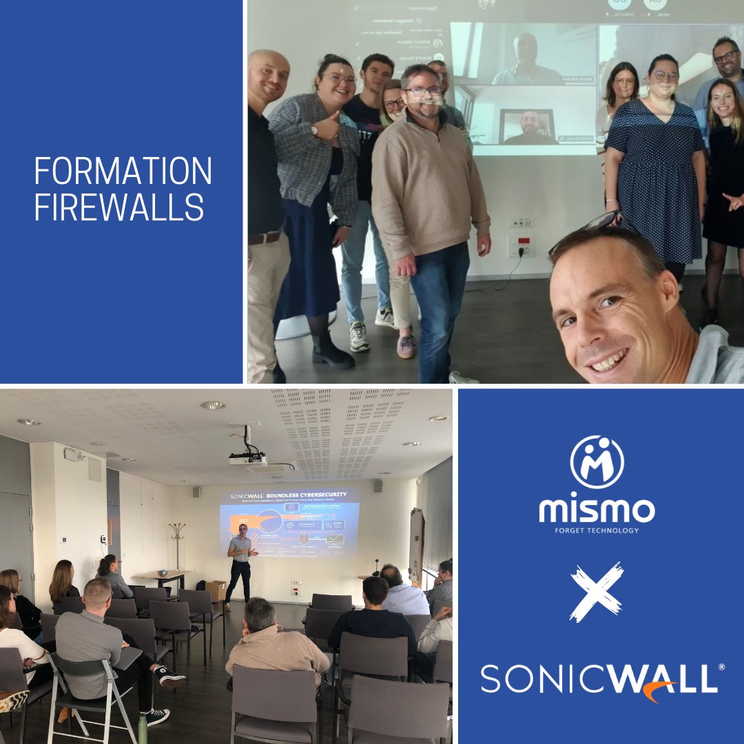Le #cybermois touche à sa fin…

Pour clôturer ce mois, Sylvain de <a href="/SonicWall/">SonicWall</a> est venu former nos équipes commerciales, ADV, achats &amp; marketing sur les #firewalls.

#Parefeux #formation #cybersécurité #it
