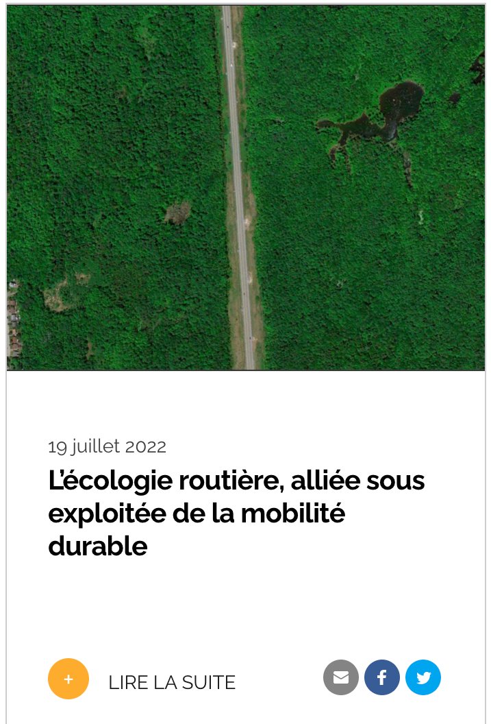📖 Connaissez-vous l'écologie routière ? Un membre de notre équipe spécialisé dans ce sujet vous propose un article faisant le lien entre mobilité durable et écologie routière, deux domaines qui ont beaucoup à s'apporter.

mobi-o.ca/lecologie-rout…