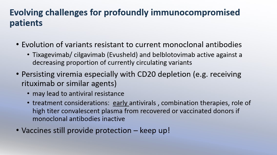Yesterday <a href="/sigal_md/">Sigal Yawetz MD</a> on knowns / unknowns in management of mild-to-moderate #COVID19 &amp; generalizing from study results: treating at risk patients, do vaccinated patients still benefit, the rebound problem, managing profoundly immunocompromised patients, long COVID, and more...