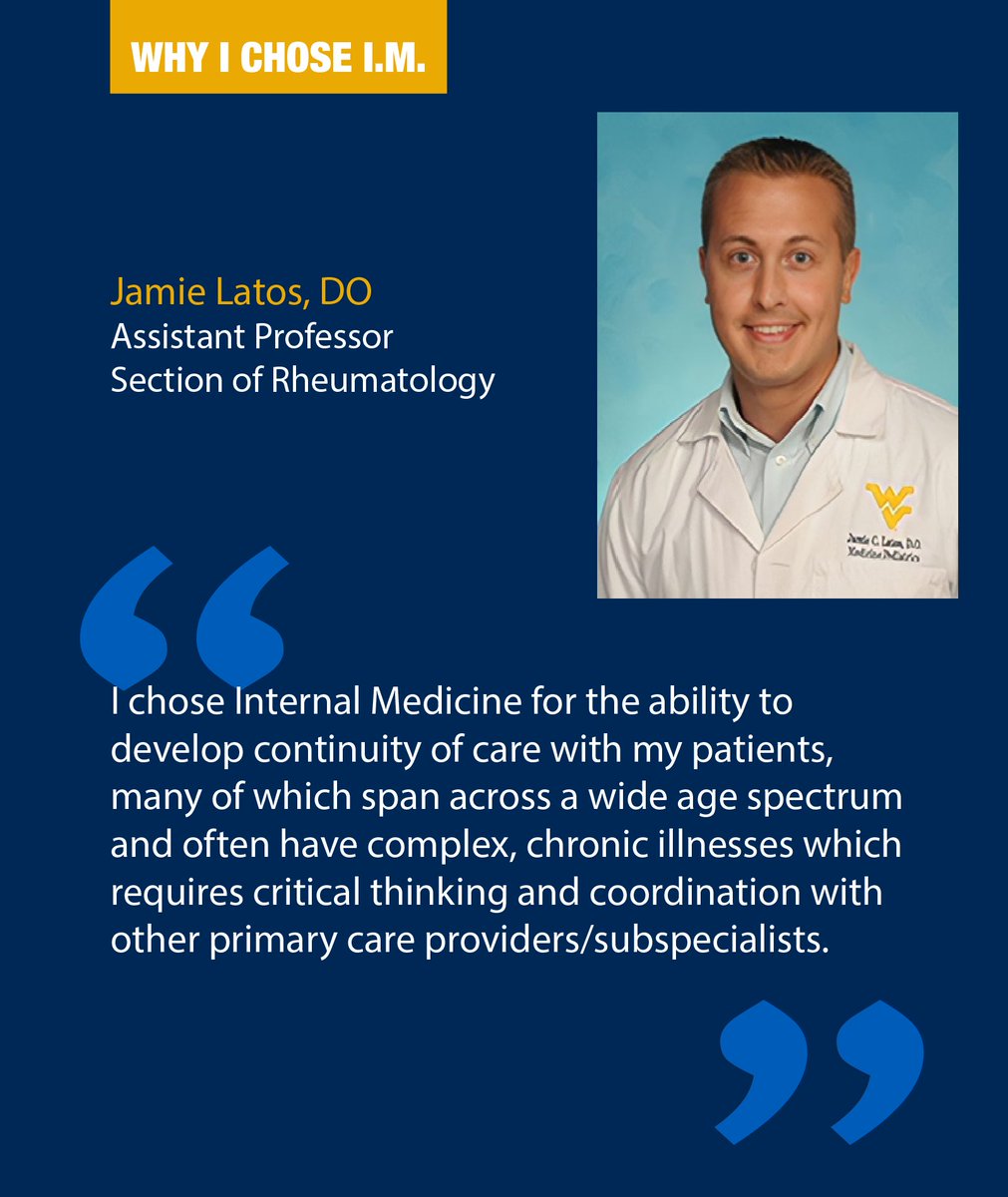WVU Department of Medicine (@wvudeptofmed) on Twitter photo Meet a few of our Rheumatology providers.  Rheumatology is a branch of medicine devoted to the diagnosis and management of health conditions such as arthritis, autoimmune diseases, and musculoskeletal and inflammatory conditions.  #IMProud #NationalInternalMedicineDay Meet a few of our Rheumatology providers.  Rheumatology is a branch of medicine devoted to the diagnosis and management of health conditions such as arthritis, autoimmune diseases, and musculoskeletal and inflammatory conditions.  #IMProud #NationalInternalMedicineDay