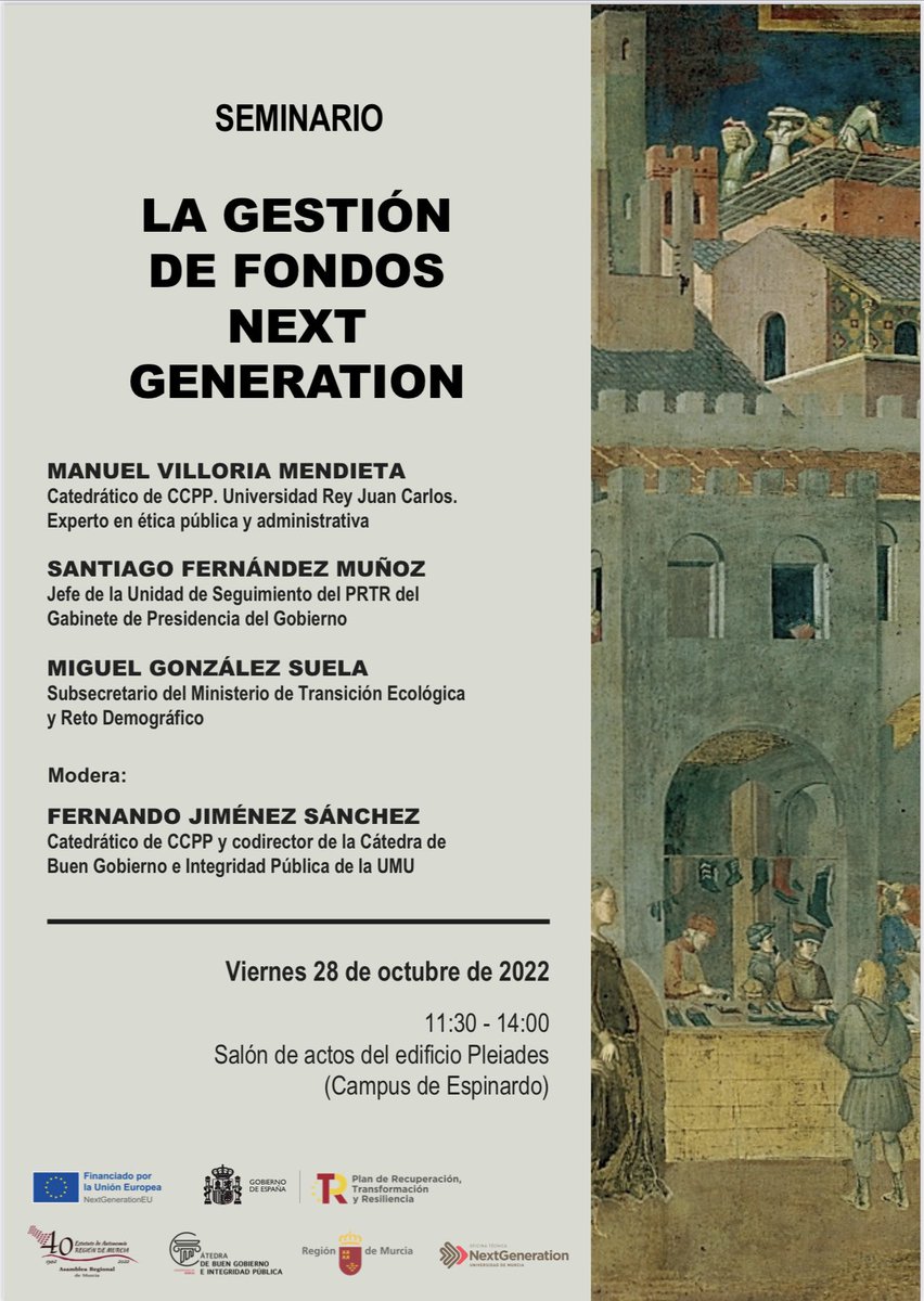 cascalessaseta's tweet photo. Muy interesante el seminario sobre los fondos Next G impartido hoy en la @Umu. Muchas gracias a tod@s los asistentes, a los ponentes y a la @cbgobierno .

@FernandoJS63 @MANUELVILLORIA1 @Fernandezy69 @mitecogob https://t.co/su06F9ajWz