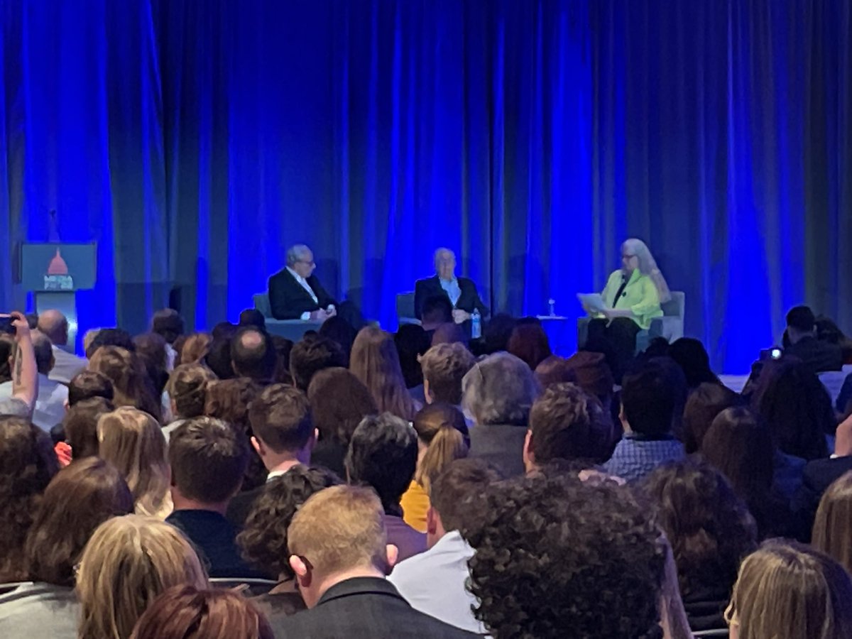 Woodward and Bernstein at #MediaFest22. Still packing them in. Cautions the student journalists to avoid jumping to conclusions in reporting. Now more than ever, great care counts in newsgathering.